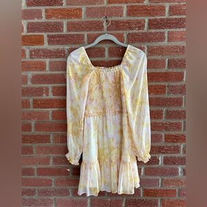 1. State Yellow and White Smocked Mini Dress